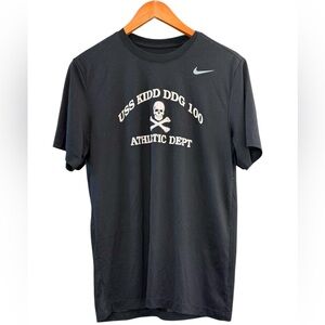 USS Kidd DDG 100 Nike Black Athletic Dept Men's Tee Size S Nike Dry Fit